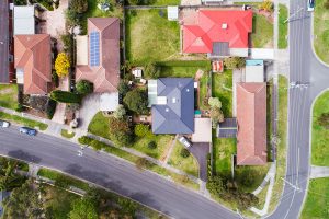 view of houses from above