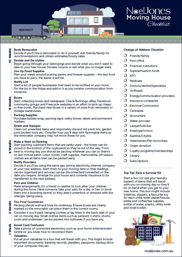 Moving House Checklist Noel Jones